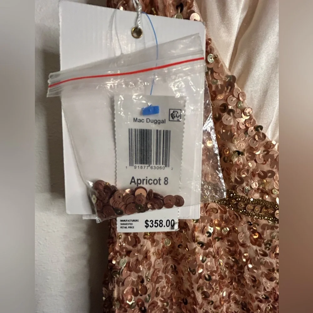Mac Duggal Rose Gold Sequin Halter Evening Gown - Picture 6 of 9